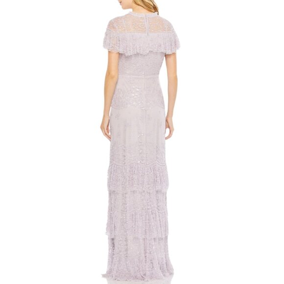 Mac Duggal 9195 Womens Size 14 Lilac Purple Ruffle Tiered Gown Maxi Dress - Picture 4 of 4